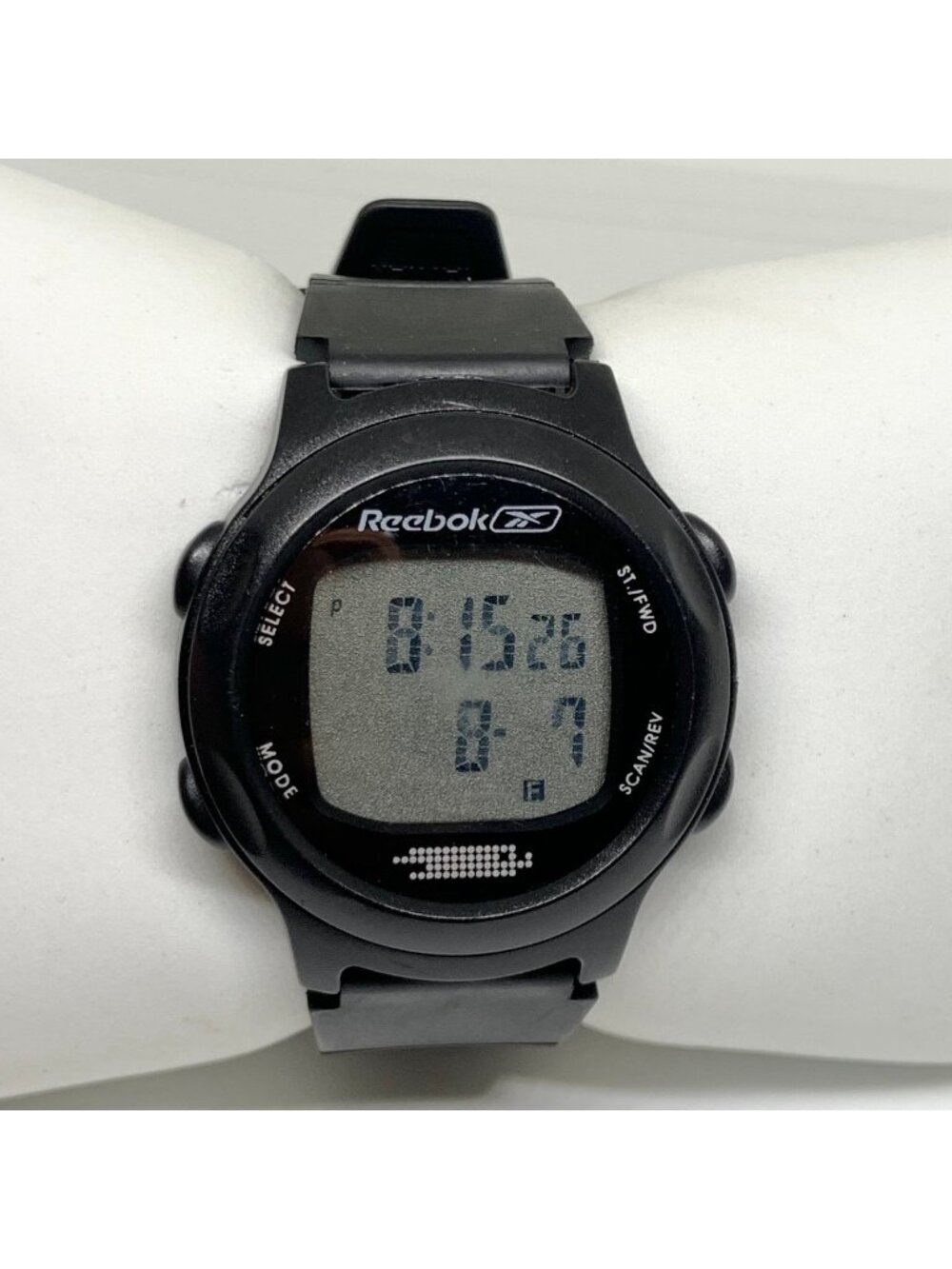 Reebok men’s quartz digital watch 42mm day date black tone resin band running
